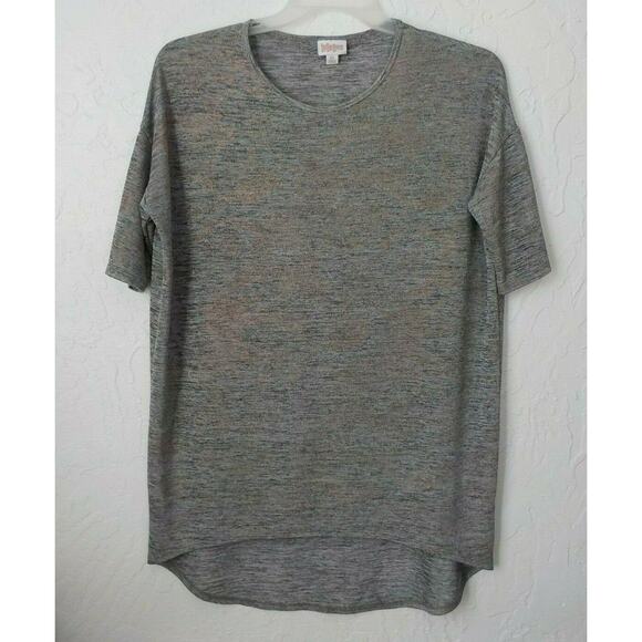 LuLaRoe Christy T Top Oversize Women XS Gray Metallic Copper Lightweight Floral - Picture 8 of 8